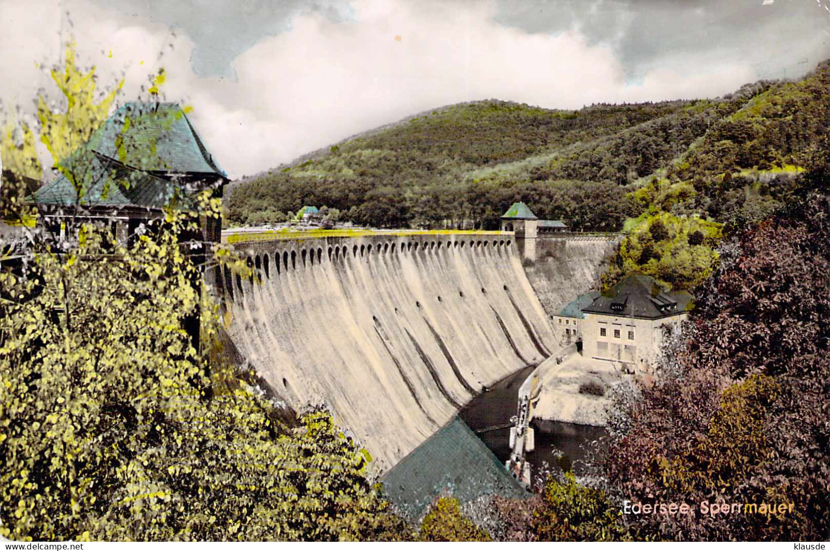 Edersee - Sperrmauer Gel.1959 Posthilfsstempel Basdorf über Kerben - Edersee (Waldeck)