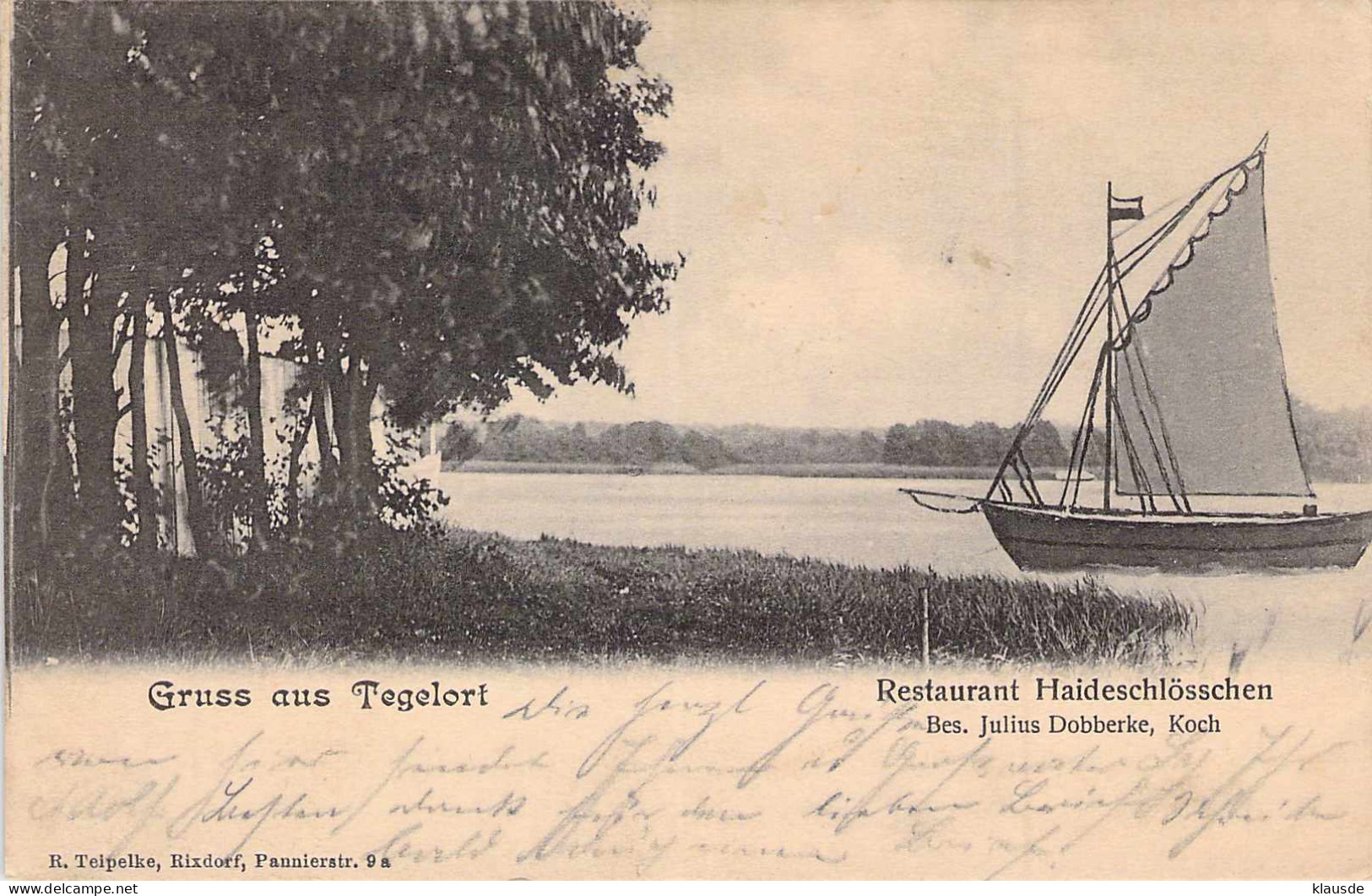 Berlin-Tegelort See,Segelboot, Gel.1904 AKS - Tegel