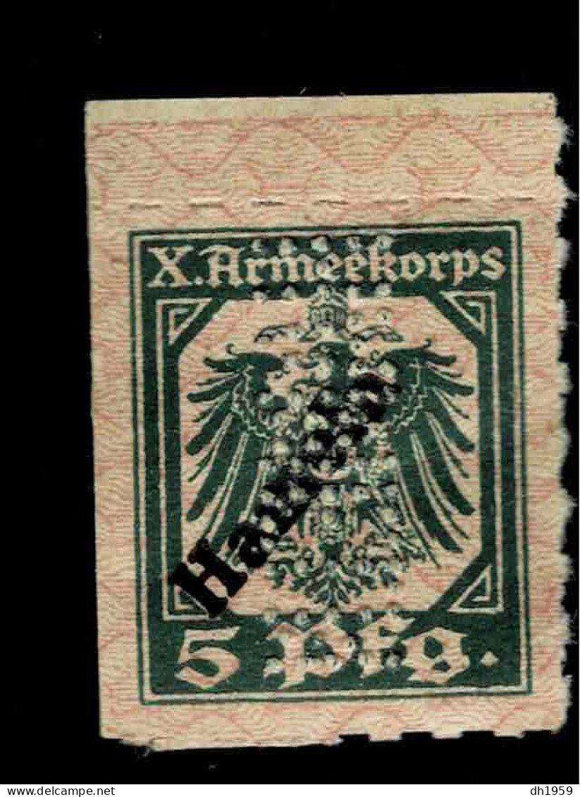 1917 HAMELN DEUTSCHES REICH X ARMEEKORPS 5 PFG NOTGELD PERFIN PERFORE PERFORIERT BILLETS BANKNOTE BILLET - Andere & Zonder Classificatie