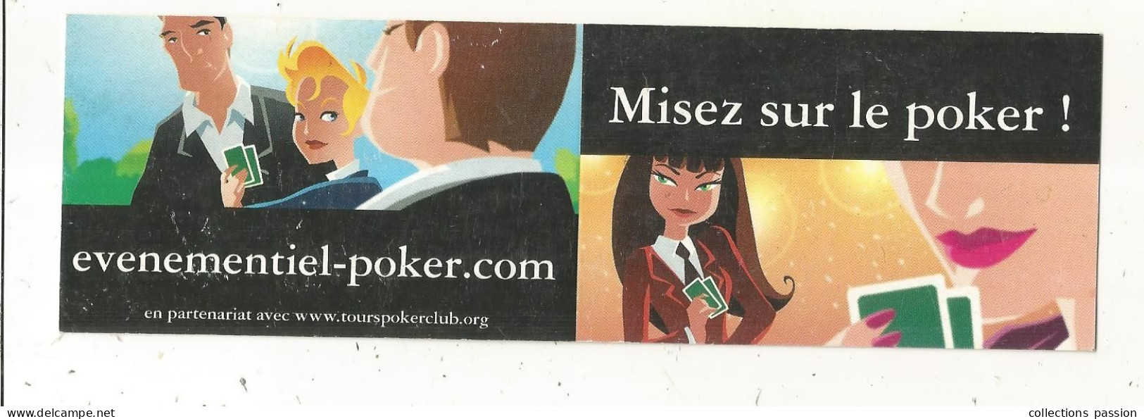 Marque-pages, MISEZ SUR LE POKER ! Table Des Combinaisons,  2 Scans ,frais Fr 1.65 E - Bookmarks