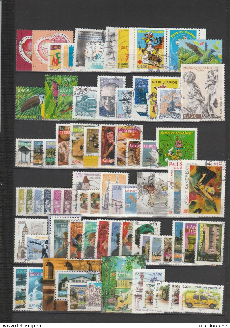 FRANCE ANNEE COMPLETE 2003 OBLITERE YT 3538 A 3631 - 2000-2009