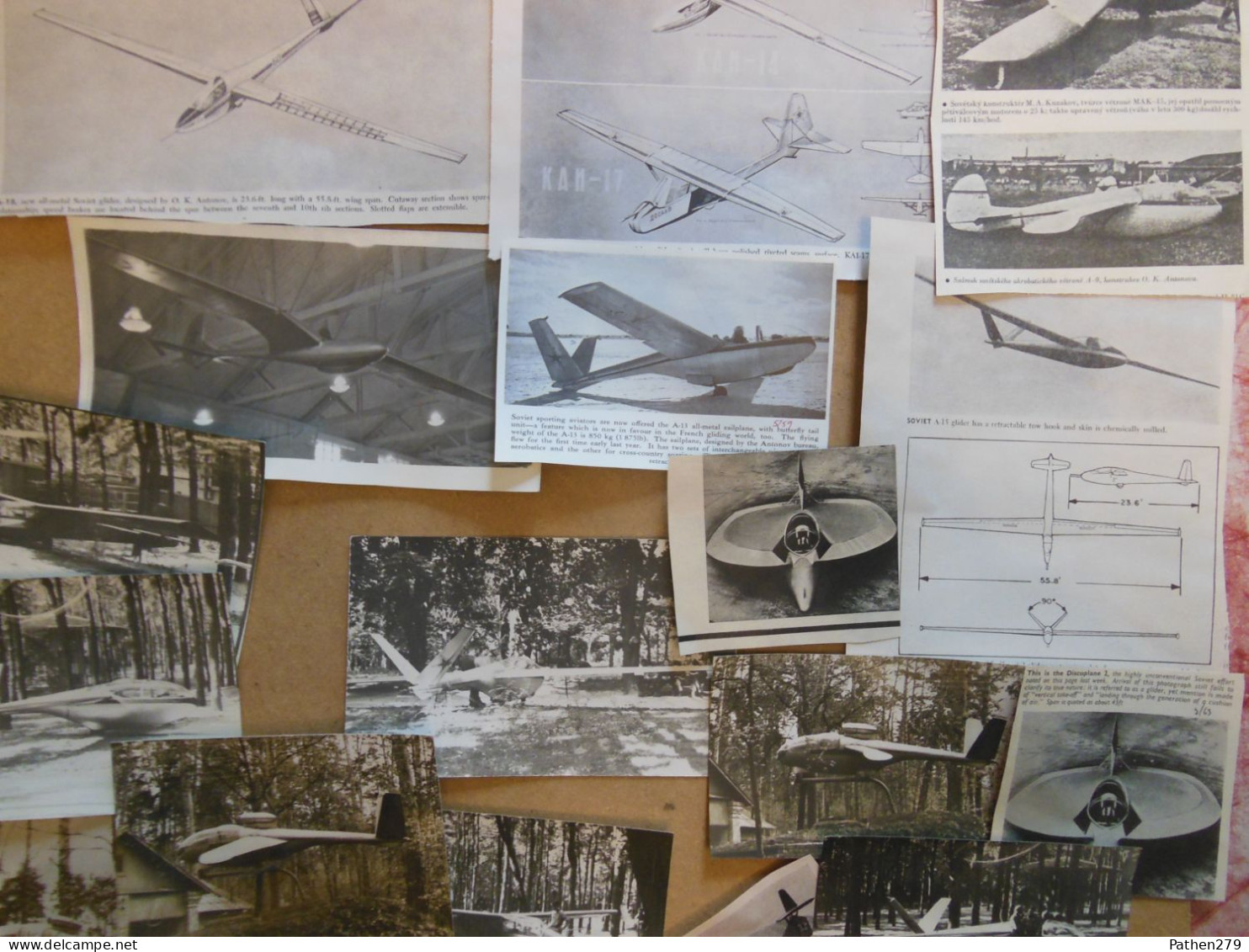 Lot De 29g D'anciennes Coupures De Presse Et Photos De Planeurs Soviétiques - Aviazione
