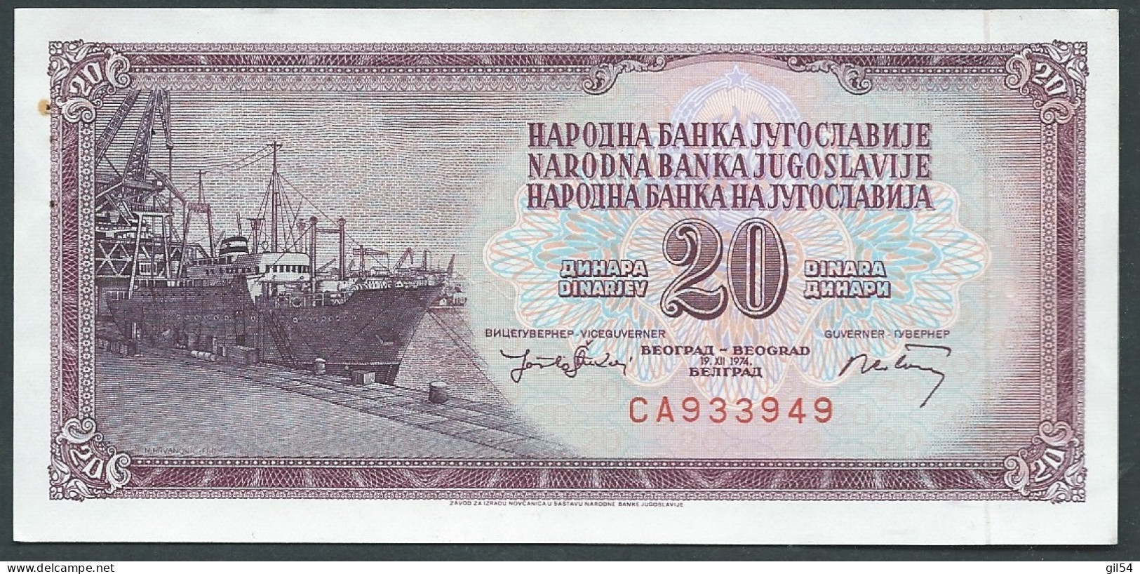 Yugoslavia - 1974 - 20 DinaR   CA933949  Laura 9909 - Joegoslavië