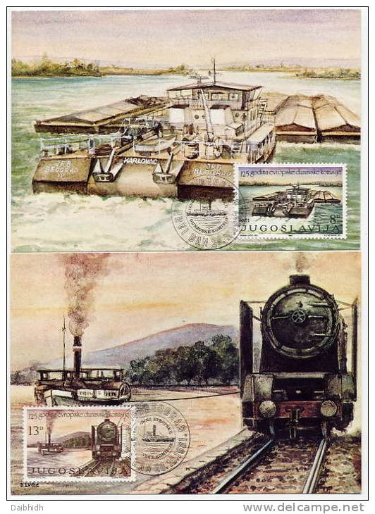 YUGOSLAVIA 1981 Danube Commission On Maxicards.  Michel 1903-04 - Cartoline Maximum