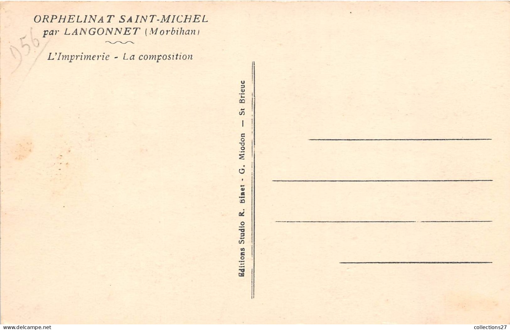 56-LANGONNET- ORPHELINAT SAINT-MICHEL - L'IMPRIMERIE , LA COMPOSITION - Other & Unclassified