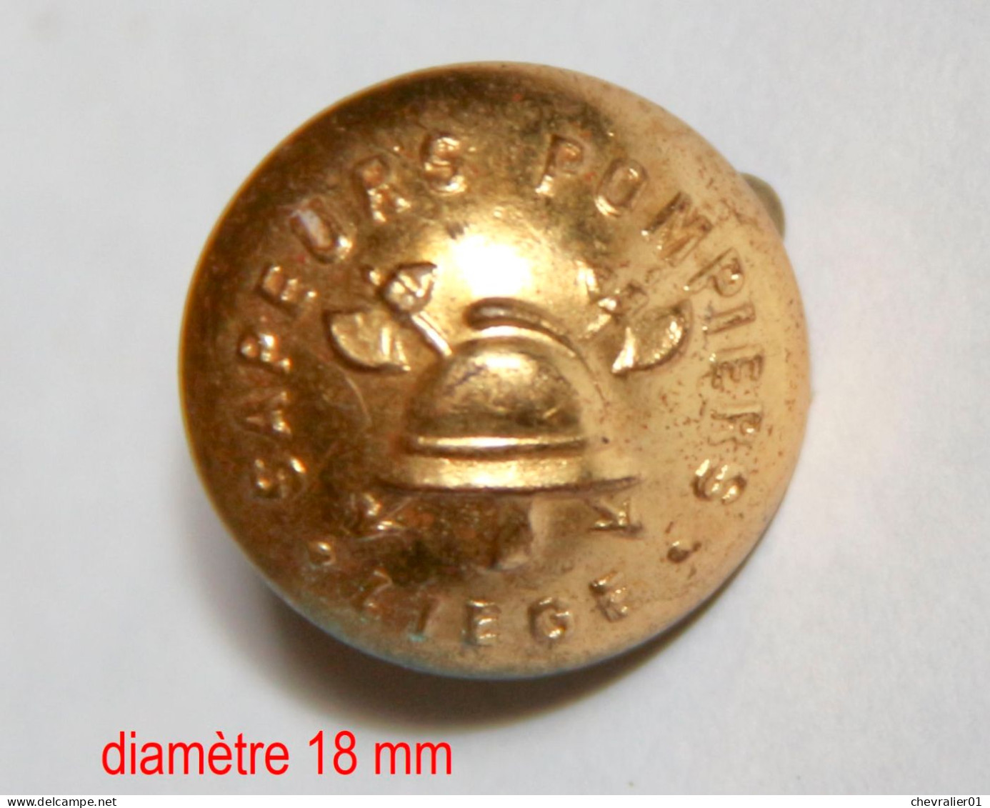 Bouton_Sapeurs Pompiers_18mm_1 Pièce_Liège - Pompieri