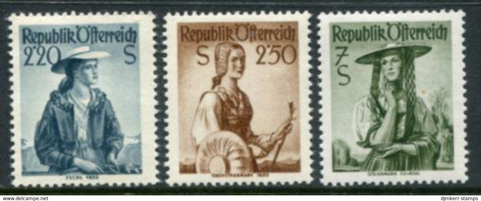 AUSTRIA 1952 Costumes Definitive New Values MNH / **.  Michel 978-80 - Unused Stamps