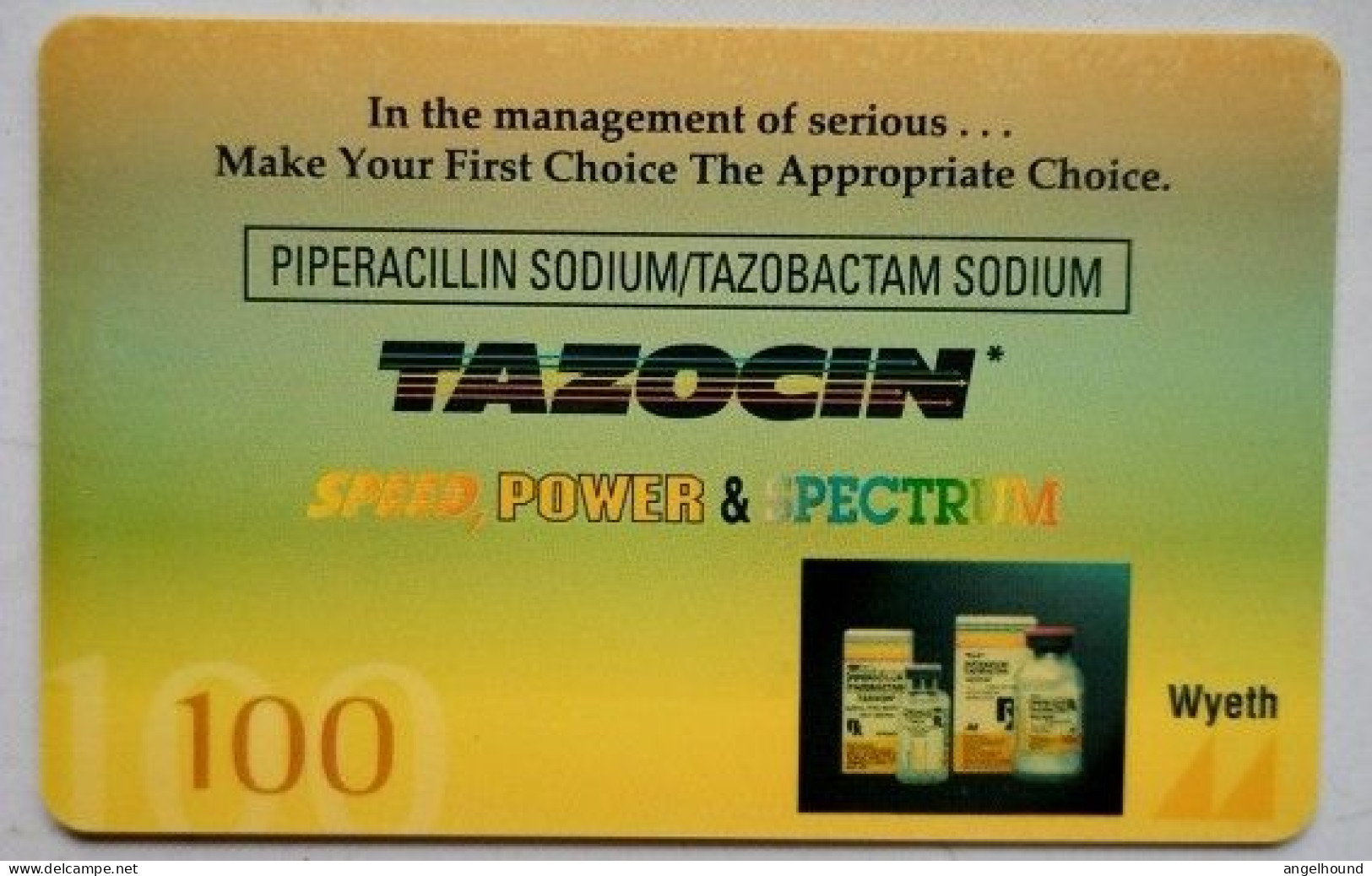 Philippines PLDT P100 Touchcard " Wyeth Tazocin " RRR - Philippines