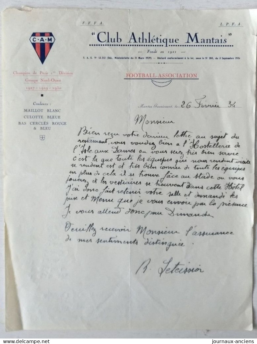 1934 - MANTES GASSICOURT ( 78200 ) - CLUB ATHLÉTIQUE MANTAIS - FOOTBALL ASSOCIATION - Sport & Tourismus