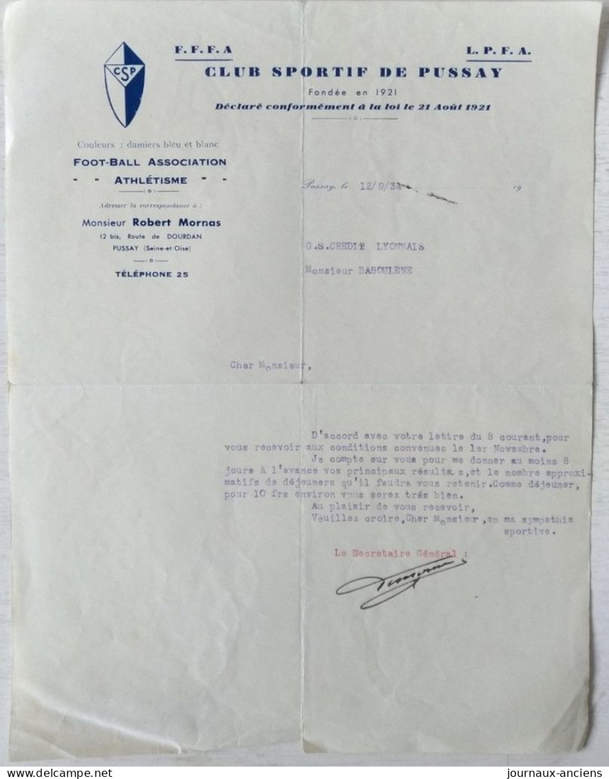 1934 - CLUB SORTIF DE PUSSAY - PUSSAY ( 91740 ) - SECTION FOOTBALL ASSOCIATION - ROUTE DE DOURDAN - Sport & Tourismus