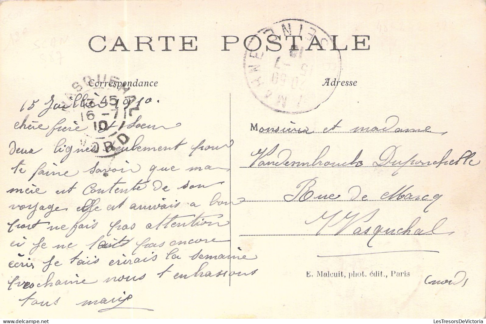 FRANCE - 94 - BRY SUR MARNE - Je Vous Envoie Ce Souvenir Et Ces Fleurs - E Malcuit - Carte Postale Ancienne - Bry Sur Marne