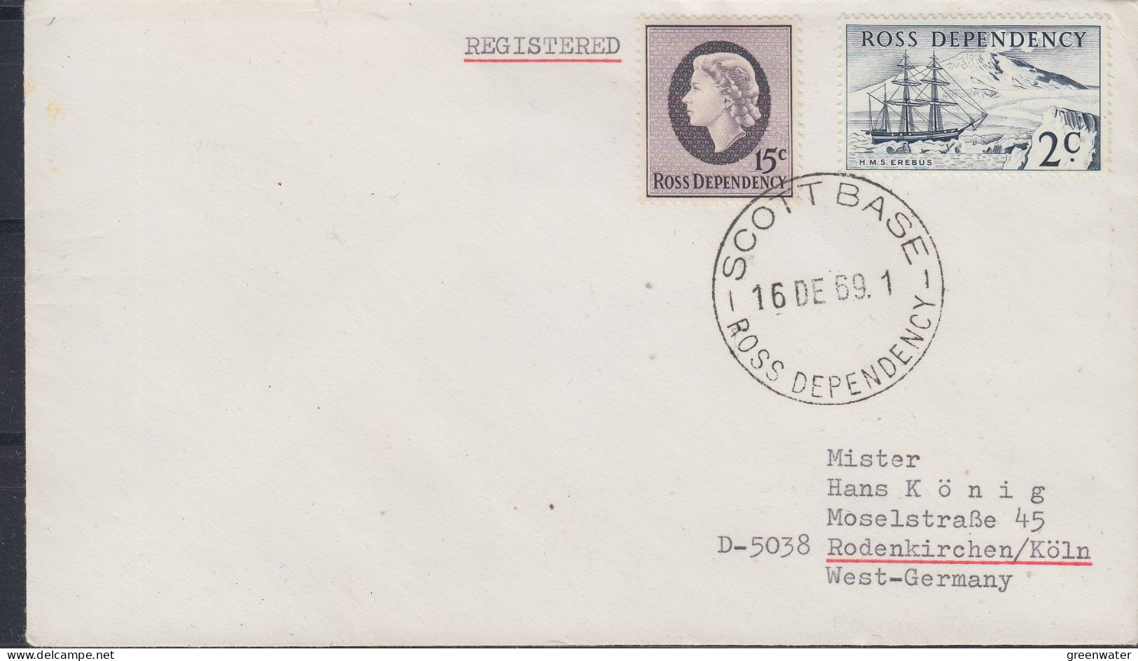 Ross Dependency Cover Scott Base Ca Scott Base 16 DE 1969 (58606) - Lettres & Documents