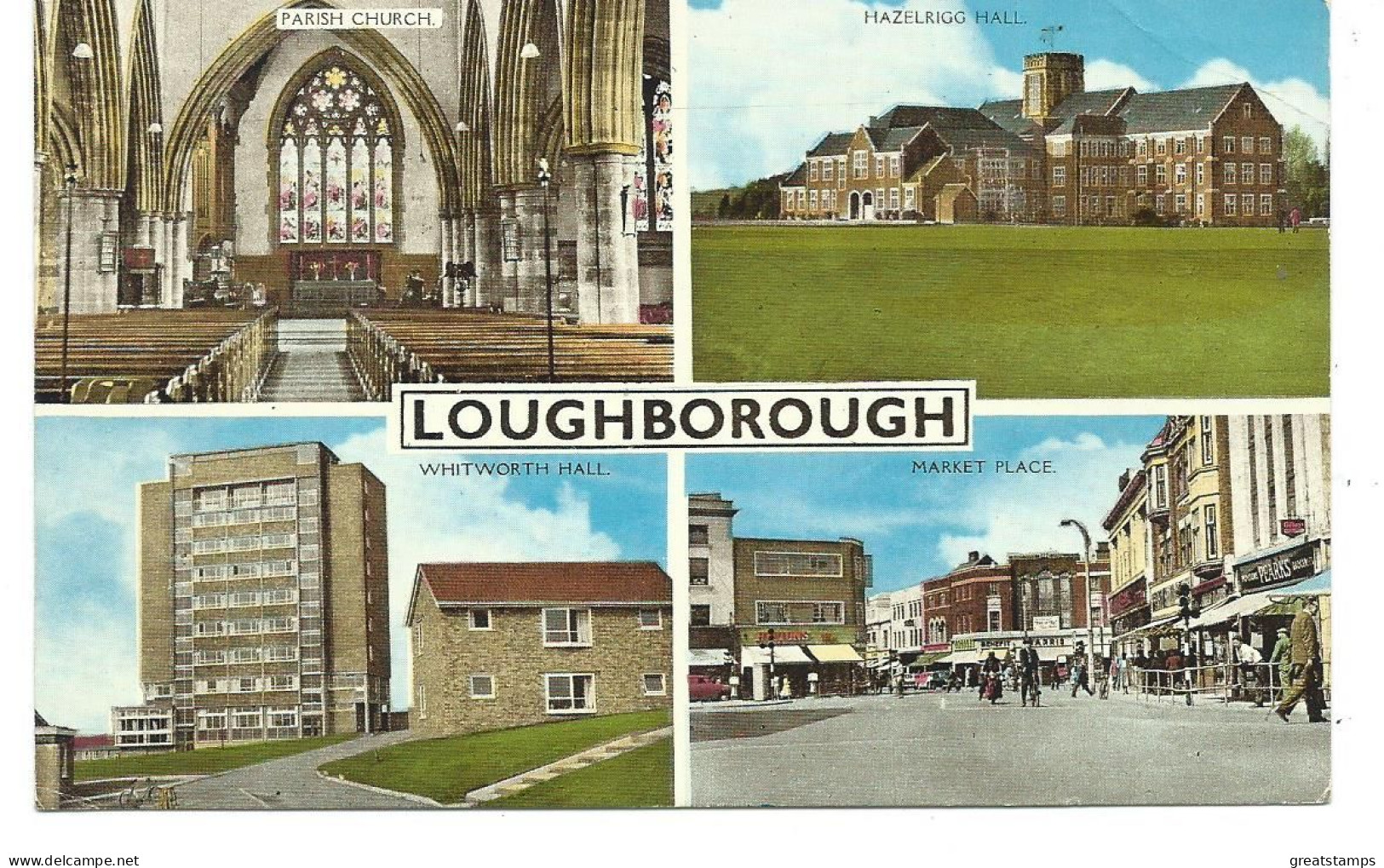 Leicestershire Postcard Loughborough  Leicester Multiview Posted 1966 Slogan Postmark - Otros & Sin Clasificación