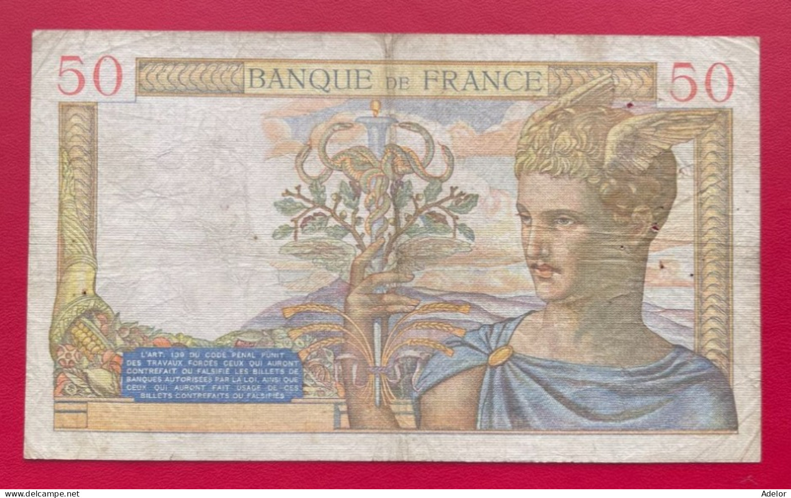 Beau Billet De 50 Francs Cérès CV.13-7-1939.CV. Etat TB/TB+ - 50 F 1934-1940 ''Cérès''