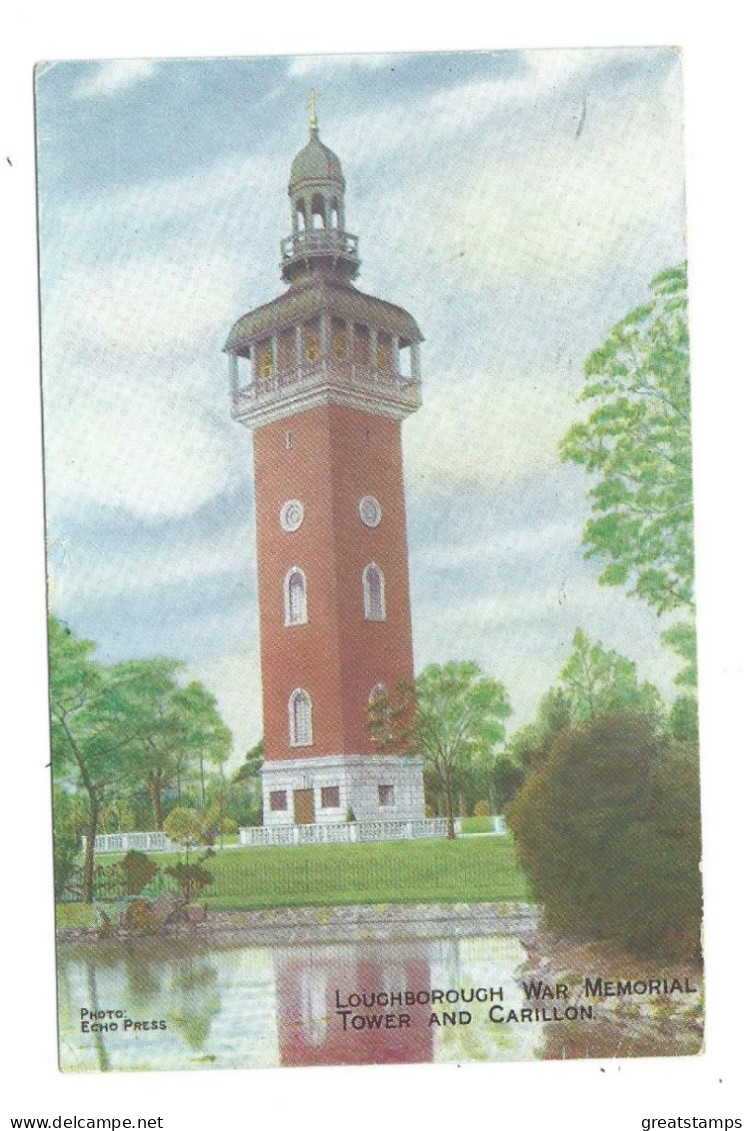 Leicestershire   Postcard Loughborough Carillion War Memorial  Posted 1951 - Sonstige & Ohne Zuordnung