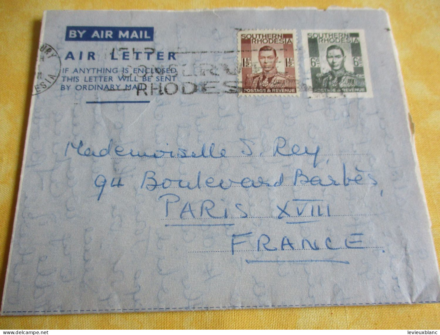 Lettre Manuscrite Ancienne Affranchie/ SOUTHERN RHODESIA/ Salisbury - Paris/ Avec Timbres/ 1951              TIMB156 - Zimbabwe (1980-...)