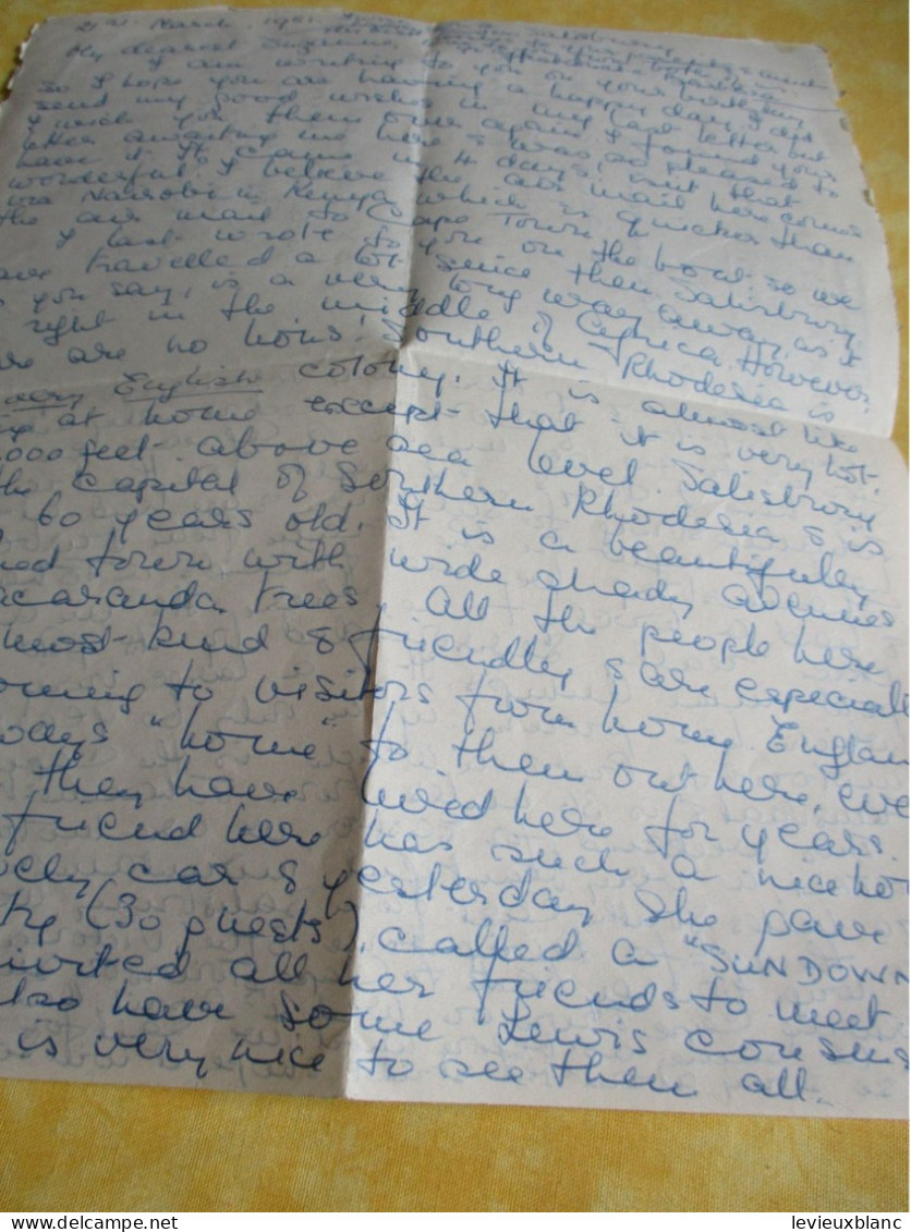 Lettre Manuscrite Ancienne Affranchie/ SOUTHERN RHODESIA/ Salisbury - Paris/ Avec Timbres/ 1951              TIMB156 - Zimbabwe (1980-...)