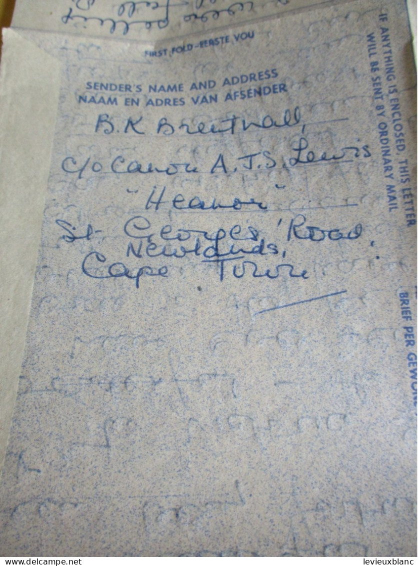 Lettre Manuscrite Ancienne Affranchie/ SOUTH AFRICA/ Cape Town - Paris/ Avec Timbres/ 1951              TIMB157 - Sonstige & Ohne Zuordnung