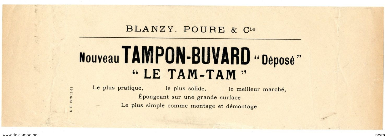 Buvard / Publicité Ou Papier D'emballage De Blanzy Poure Pour Le Tampon Buvard Le Tam-Tam - T