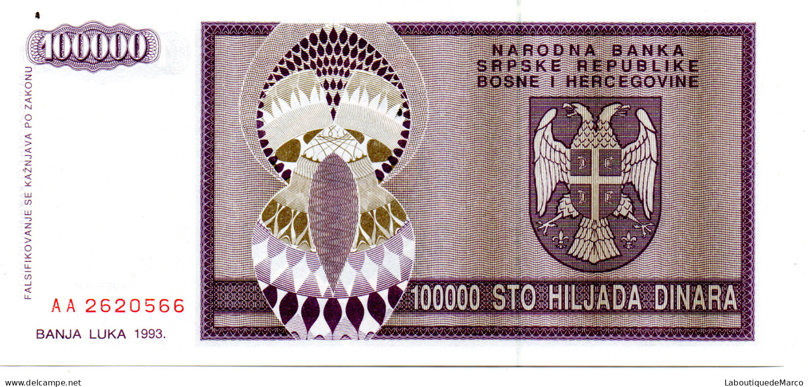 Bosnie - Pk N° 141 - 100 000 Dinara - Bosnie-Herzegovine