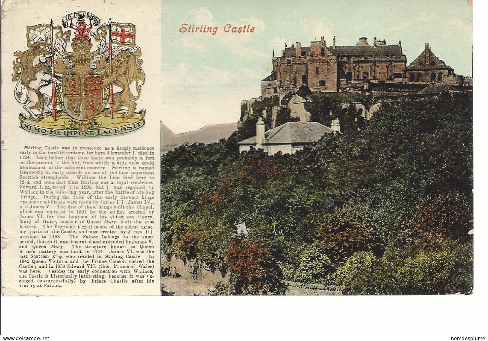 18078) Scotland Stirling Castle Postmark Cancel See Back - Stirlingshire