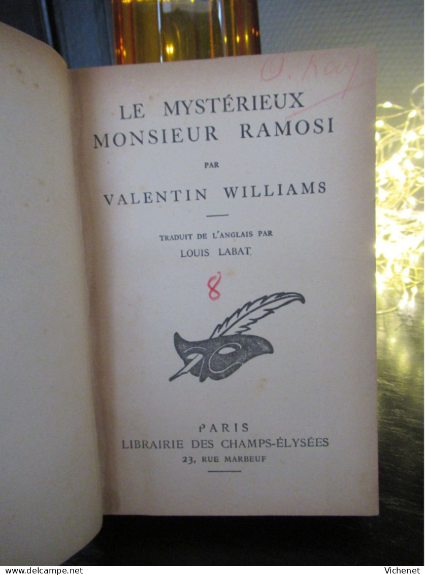 Valentin Williams - Le Mystérieux Monsieur Ramosi - Coll. Le Masque - Le Masque