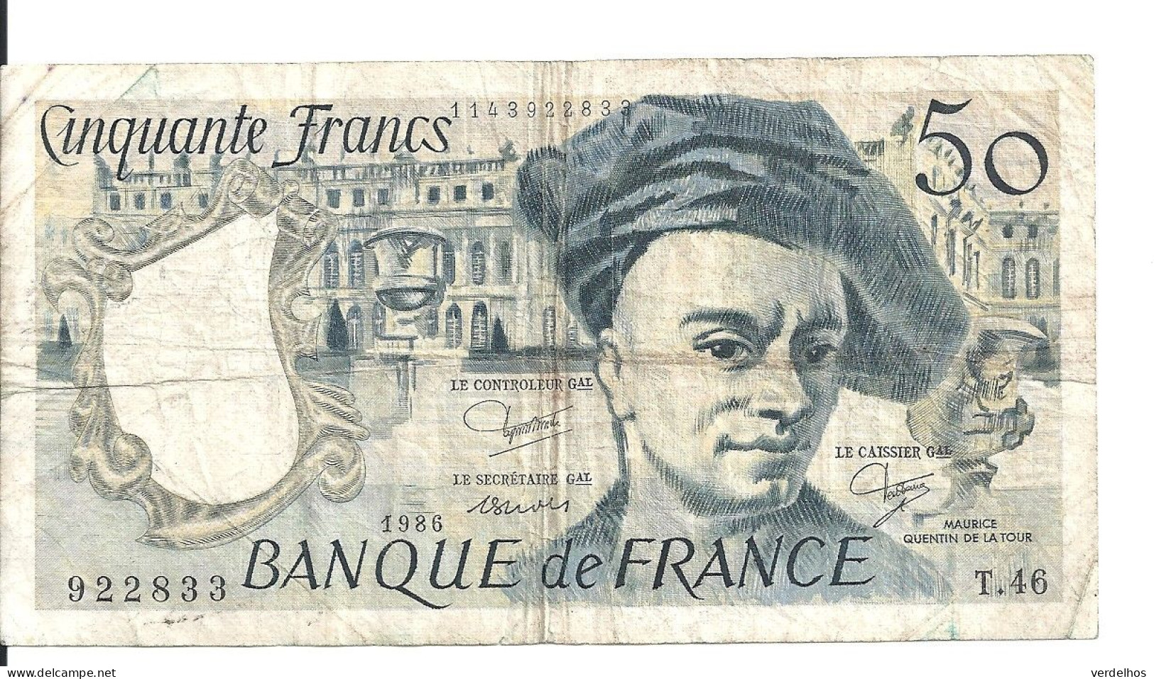 FRANCE 50 FRANCS 1986 VF P 152 B - 50 F 1976-1992 ''Quentin De La Tour''