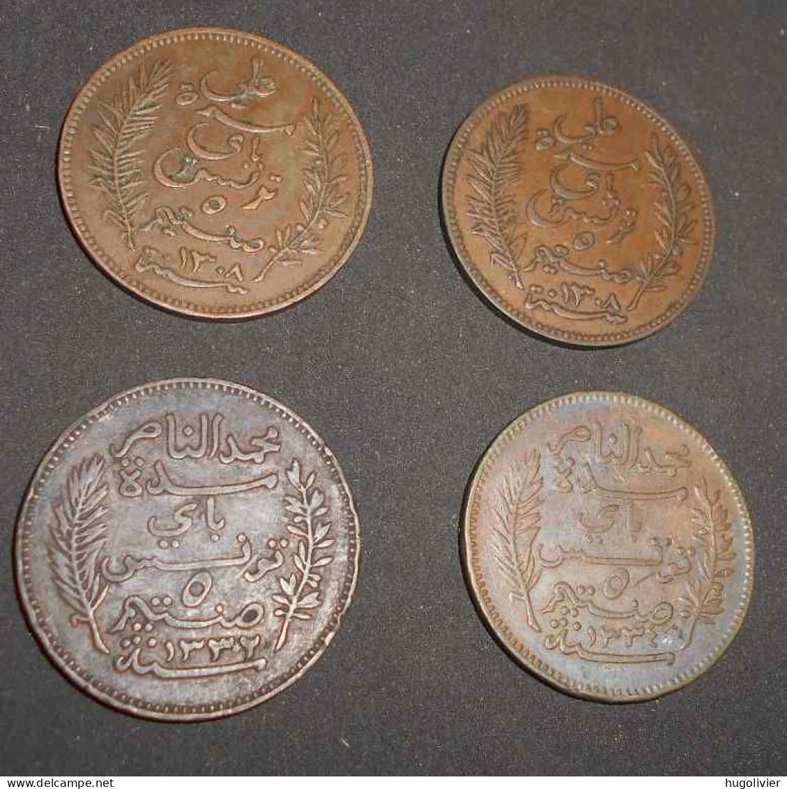 Lot De 4 X 5 Centimes Tunisie Protectorat Français 1914 Et 1916 (Al Nasir) 1891 (2 X Ali Bey) - Tunisia