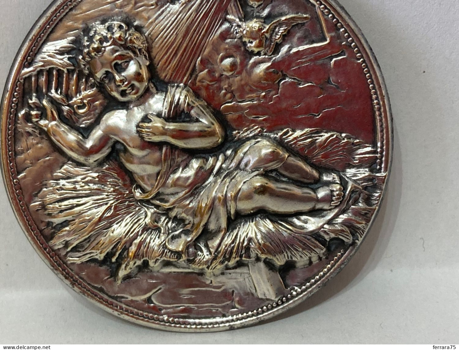 CUPIDO PUTTI ANGEL MEDAGLIONE PRIMI 900 PLACCA IN FOGLIA DI METALLO ARGENTO.? - Altri & Non Classificati