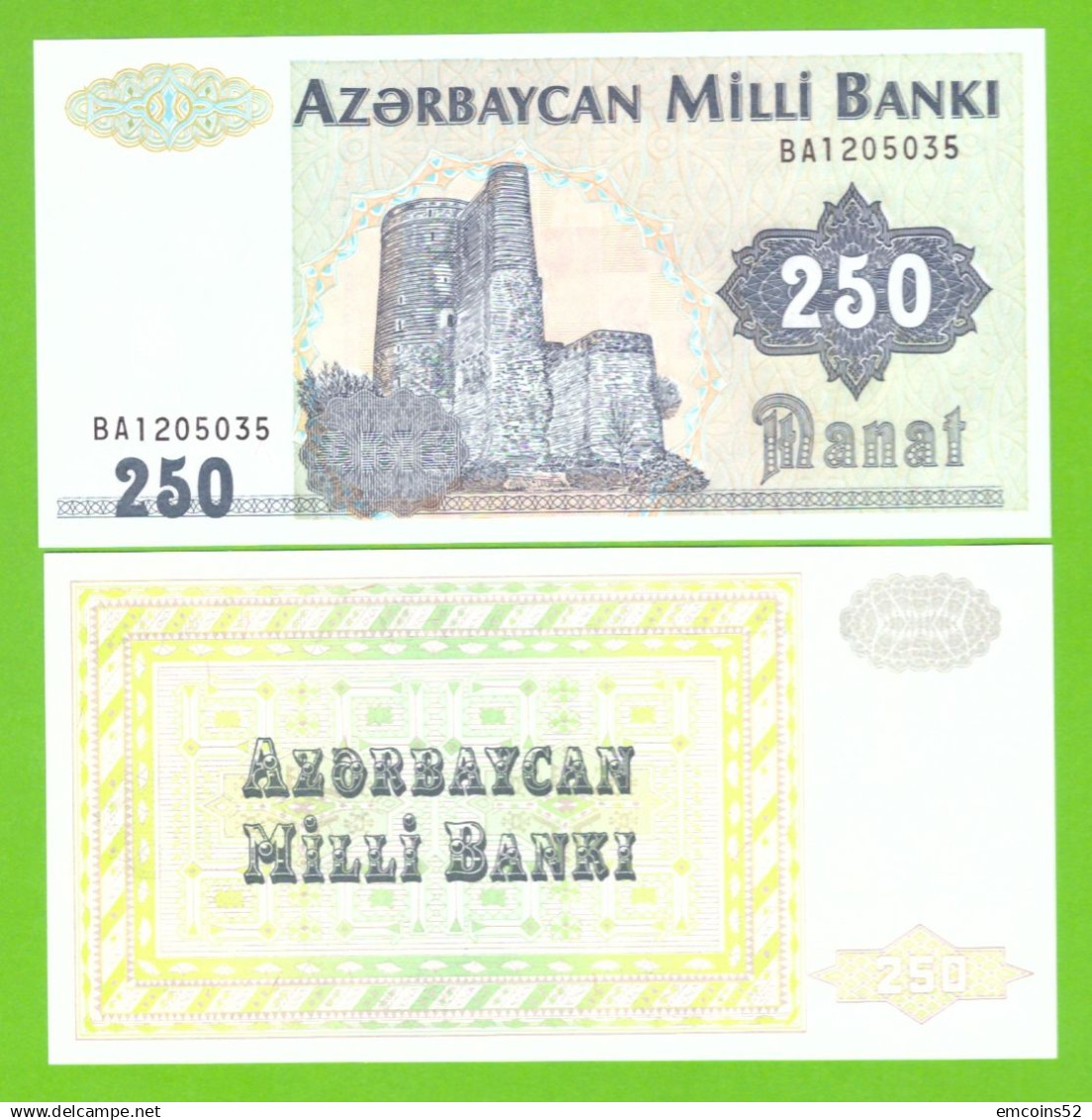 AZERBAIJAN 250 MANAT 1992  P-13b UNC - Aserbaidschan