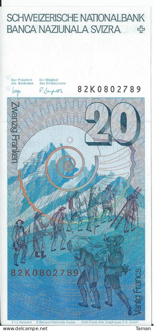 SUISSE    20  Francs  Nd(1982)   -  Schweiz   -- UNC --   Switzerland - Suiza
