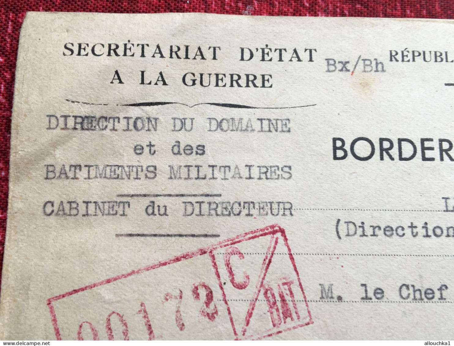 WW2-Secretariat D' Etat A La Guerre:Organe Liquidateur 3é Bataillon Génie-Document-Militaria-domaine Bâtiment Militaire - Documents