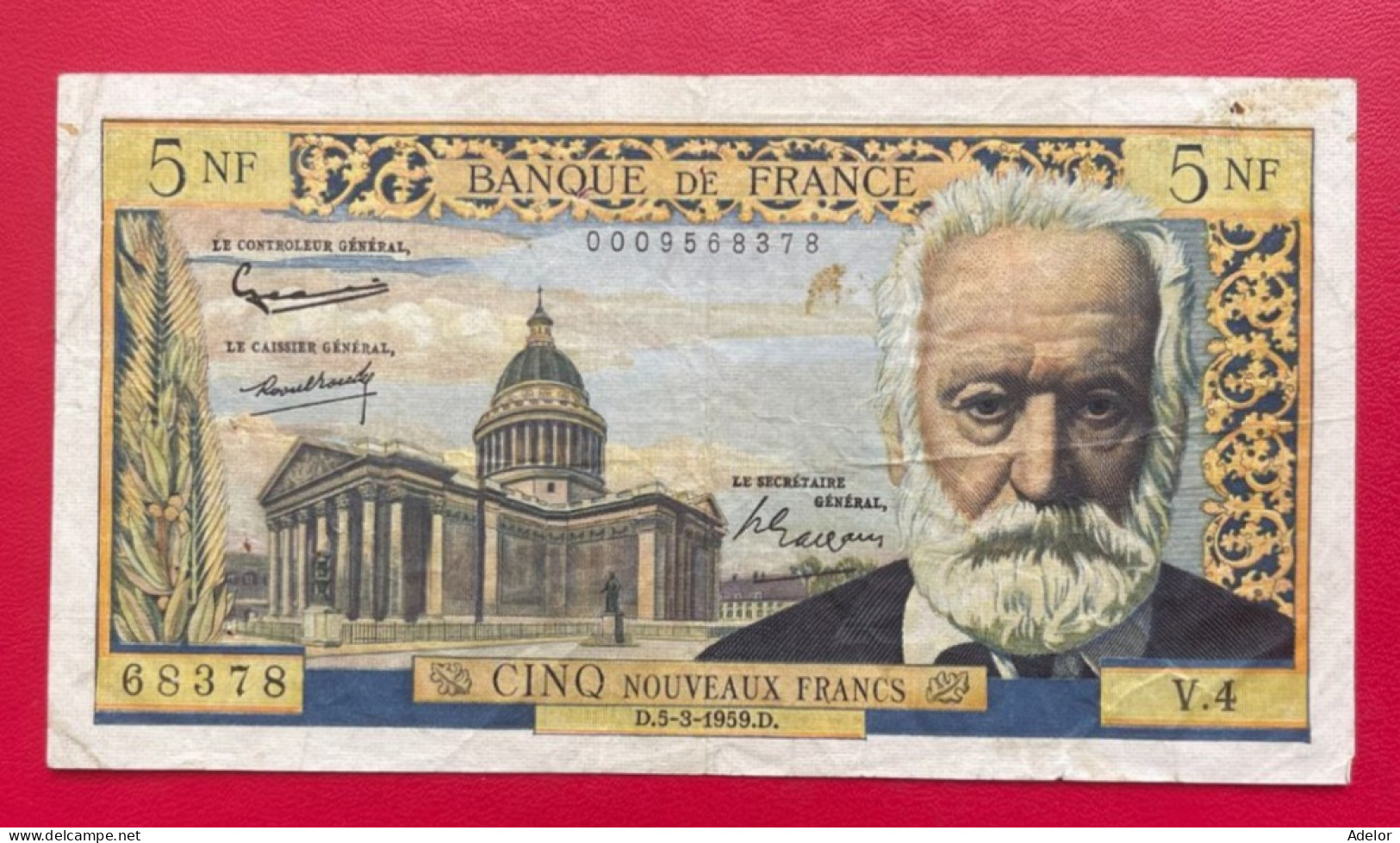 Beau Billet De 5 Nouveaux Francs Victor Hugo, 5-3-1959. 1ere Date. TB/TB+ - 5 NF 1959-1965 ''Victor Hugo''