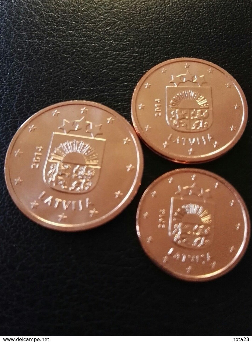 1- 2 & 5 Euro Cent Münzen Lettland   UNC FROM MINT ROLL 2014 - Lettonie
