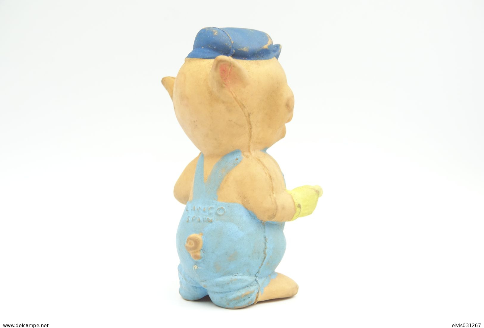 PIEPER POUET SQUEAKY: LANCO COCHON PIGLET  - L=9.5 - Rubber - Vinyl -1980's - Schtroumpfs (Los Pitufos)