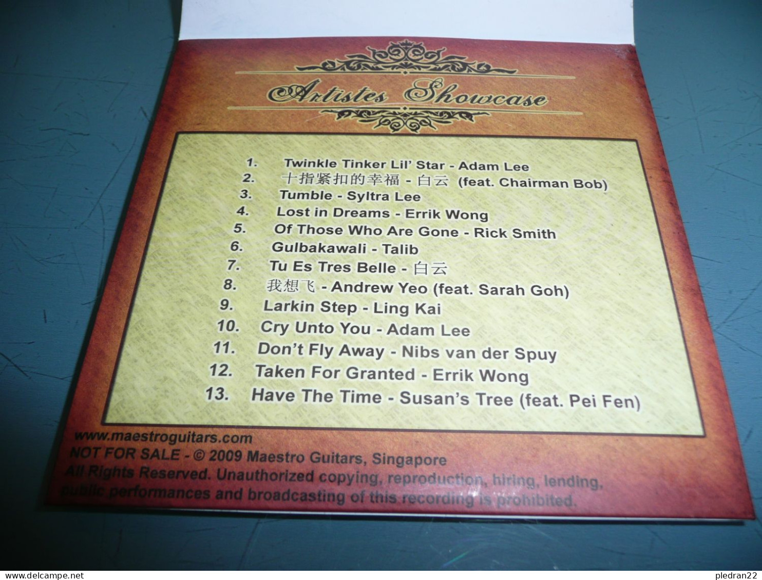 MAESTRO SINGAPORE HANDCRAFTED GUITARS ARTISTES SHOWCASE 2009 CD COMPILATION VOL. 2 - Compilations