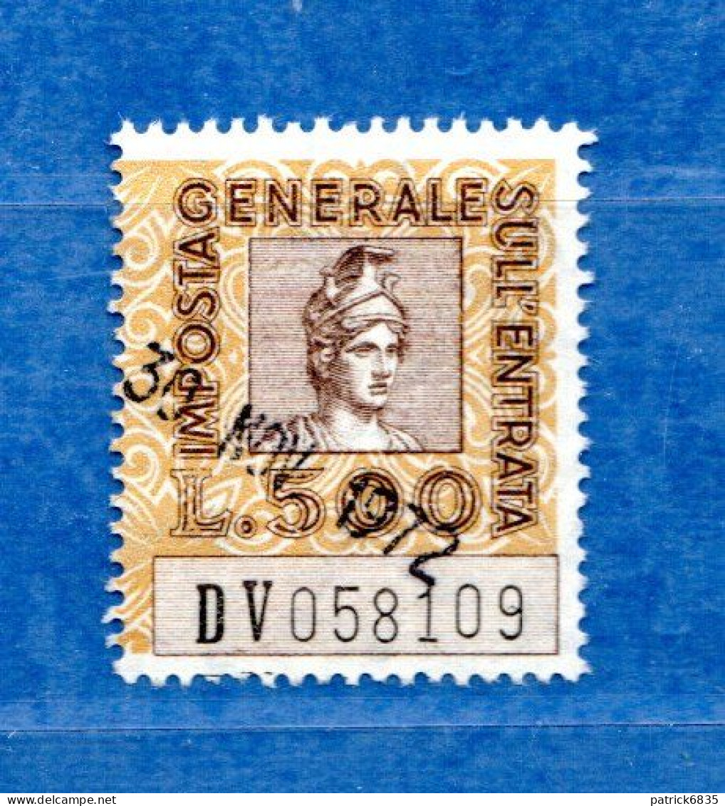 Italia- Usato-1961- Marca Da Bollo-Imposta Generale Sull'Entrata £ 500 , Cat.Unif . N°139 . - Revenue Stamps