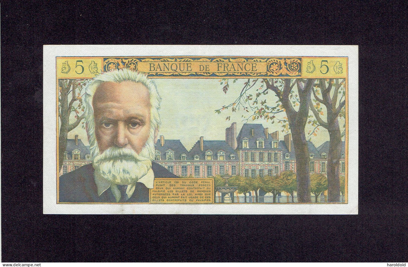 FRANCE - 5 NF VICTOR HUGO - A.1-10-1964.A. - 5 TROUS D'EPINGLE PLI VERTICAL TRES TRES FRAIS - 5 NF 1959-1965 ''Victor Hugo''