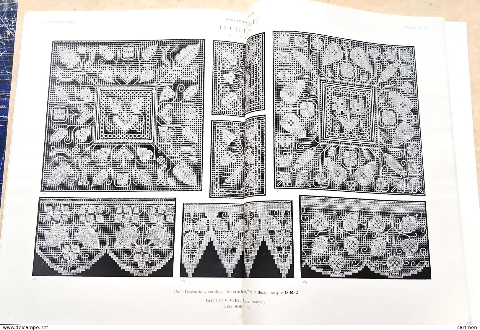 BRODERIE DENTELLE POINT DE CROIX  BIBLIOTHEQUE DMC DILLMONT LE FILET RICHELIEU  ALBUM ETAT NEUF - Punto Croce