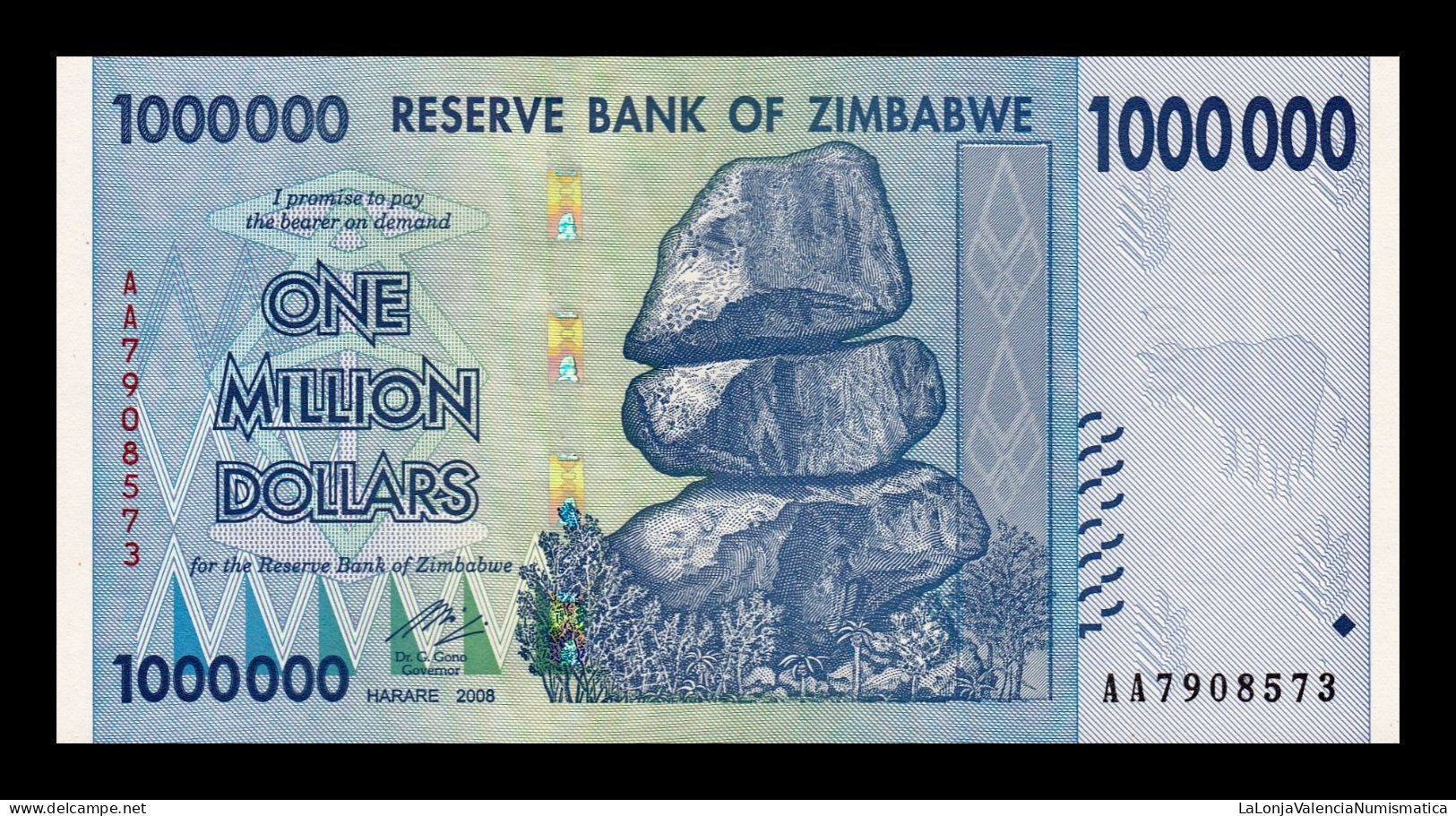 Zimbabwe 1000000 Dollars 2008 Pick 77 Sc Unc - Zimbabwe