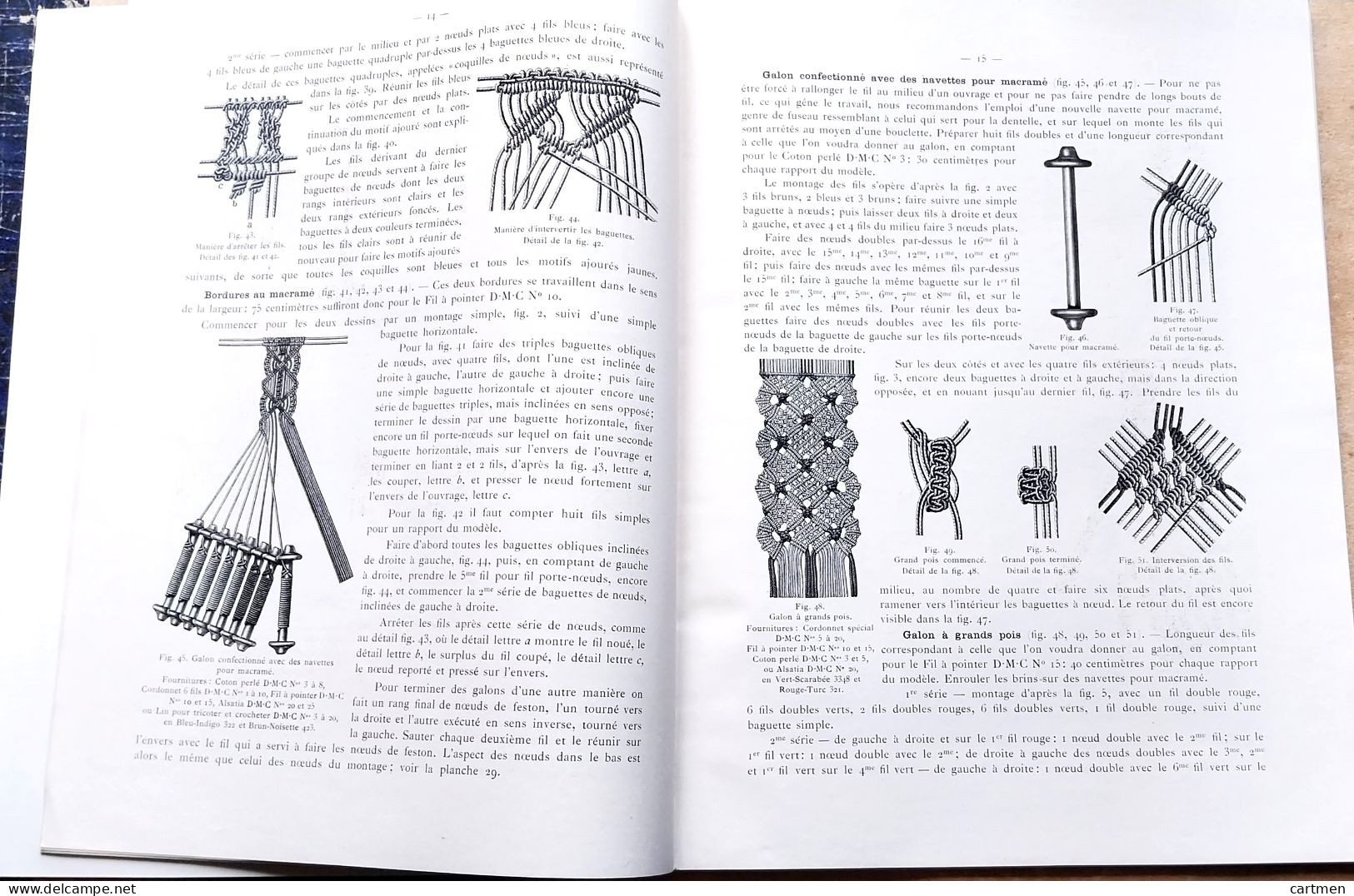 BRODERIE DENTELLE POINT DE CROIX  BIBLIOTHEQUE DMC DILLMONT LE MACRAME  ALBUM ETAT NEUF - Punto De Cruz