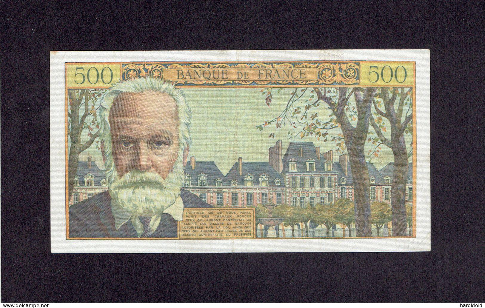 FRANCE - 500 F VICTOR HUGO - E.30-10-1958.E. - 5 TROUS D'EPINGLE PLI VERTICAL - TRES TRES FRAIS - 1 TACHE D'ANGLE - SUP - 500 F 1954-1958 ''Victor Hugo''