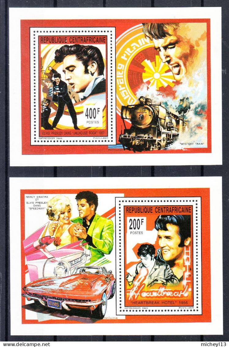 République Centrafricaine-1993-4 Feuillets **867,868,869 Et Poste Aérienne 408-Elvis Presley - Elvis Presley