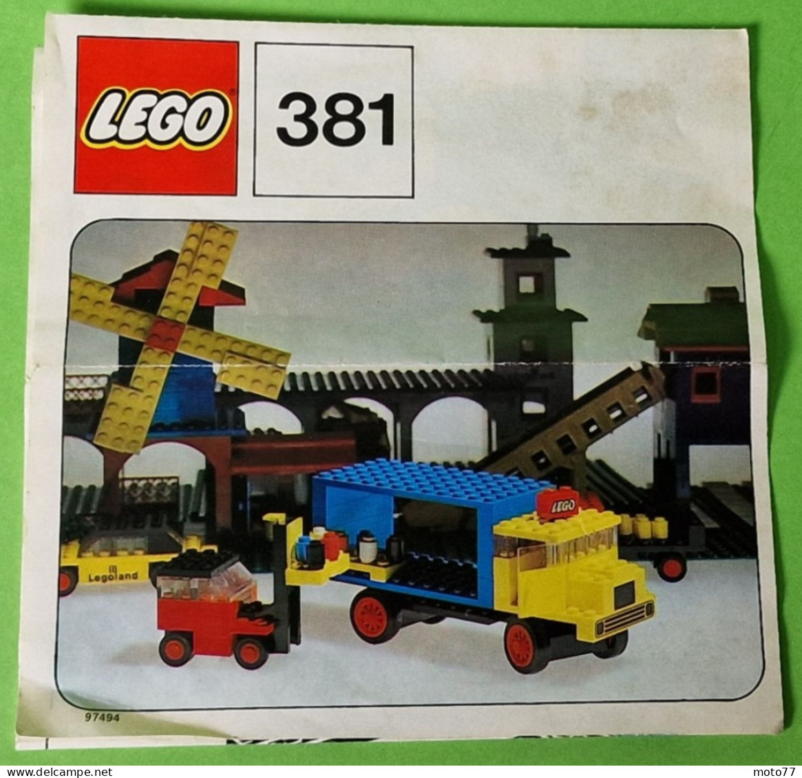 Lot ancien jeux de Construction LEGO 381 - CAMION de LIVRAISON et CHARIOT ÉLÉVATEUR - Document de montage - vers 1970