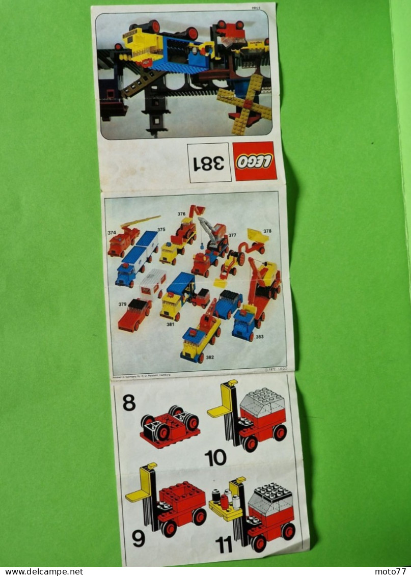 Lot ancien jeux de Construction LEGO 381 - CAMION de LIVRAISON et CHARIOT ÉLÉVATEUR - Document de montage - vers 1970