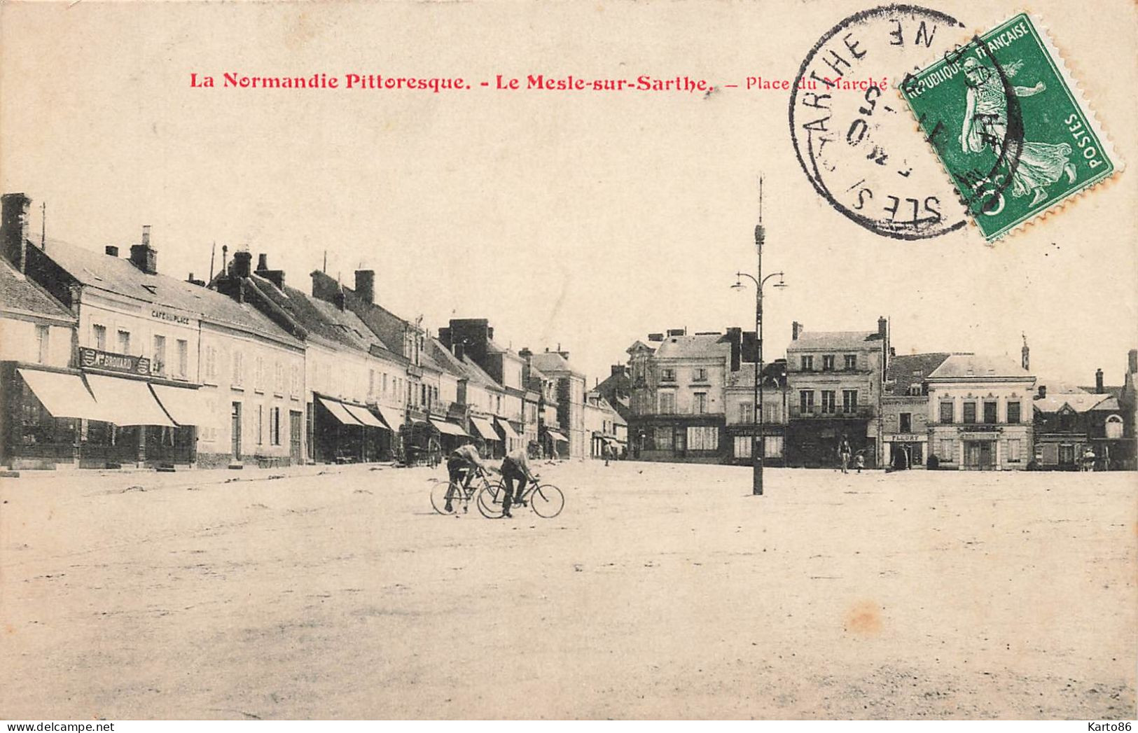 Le Mesle Sur Sarthe * 1909 * Place Du Marché * Café De La Place * Commerce Magasin Maison BROUARD * Villageois - Le Mêle-sur-Sarthe