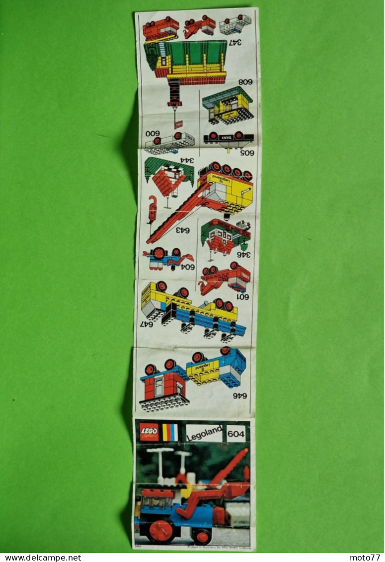 Lot ancien jeux de Construction LEGO 604 - PELLETEUSE de CHANTIER - Document de montage - vers 1970