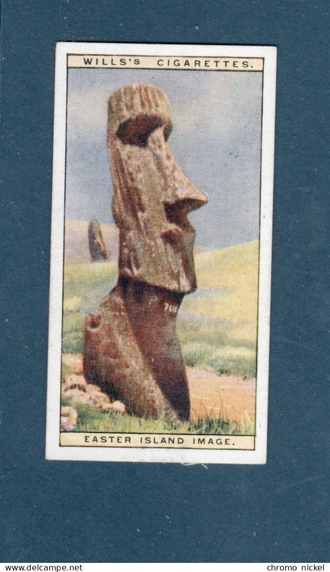 Chromo Easter Island Île De Pâques MOAÏ Didactique Au Dos 2 Scans 67 X 36 Mm TB WILLS'S Cigarettes RR - Wills