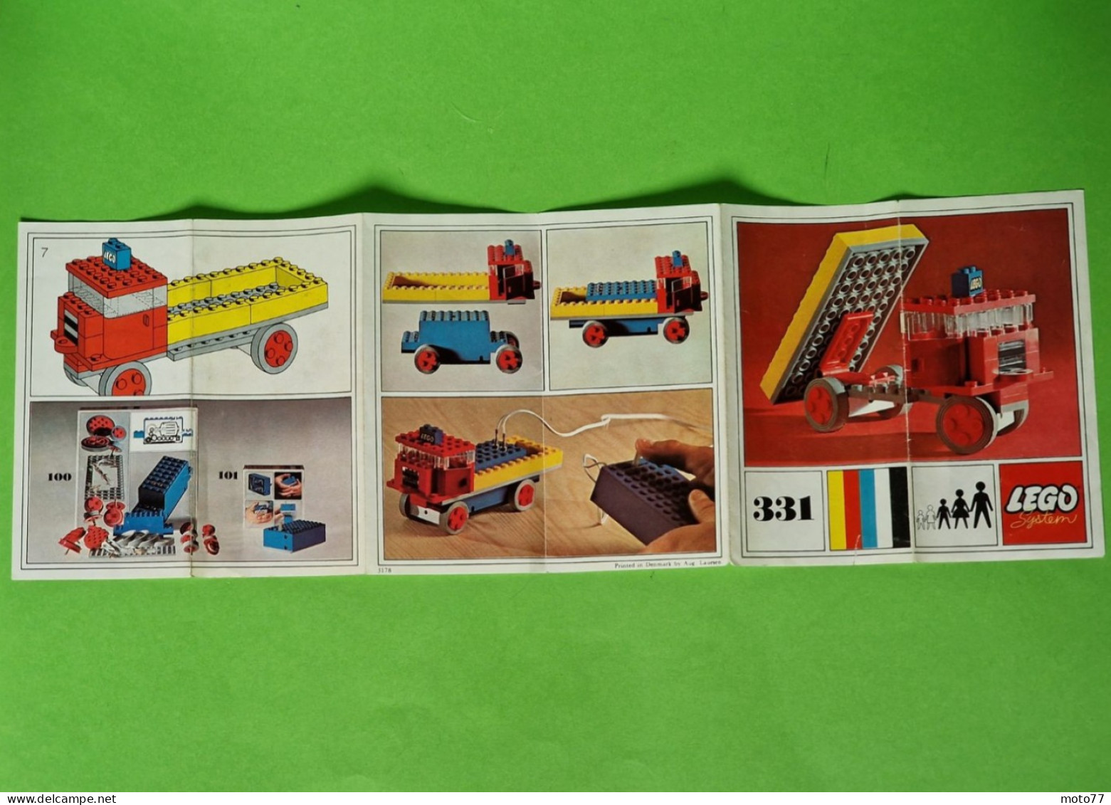 Lot ancien jeux de Construction LEGO 331 - CAMION BENNE de CHANTIER - Document de montage et boite - vers 1970