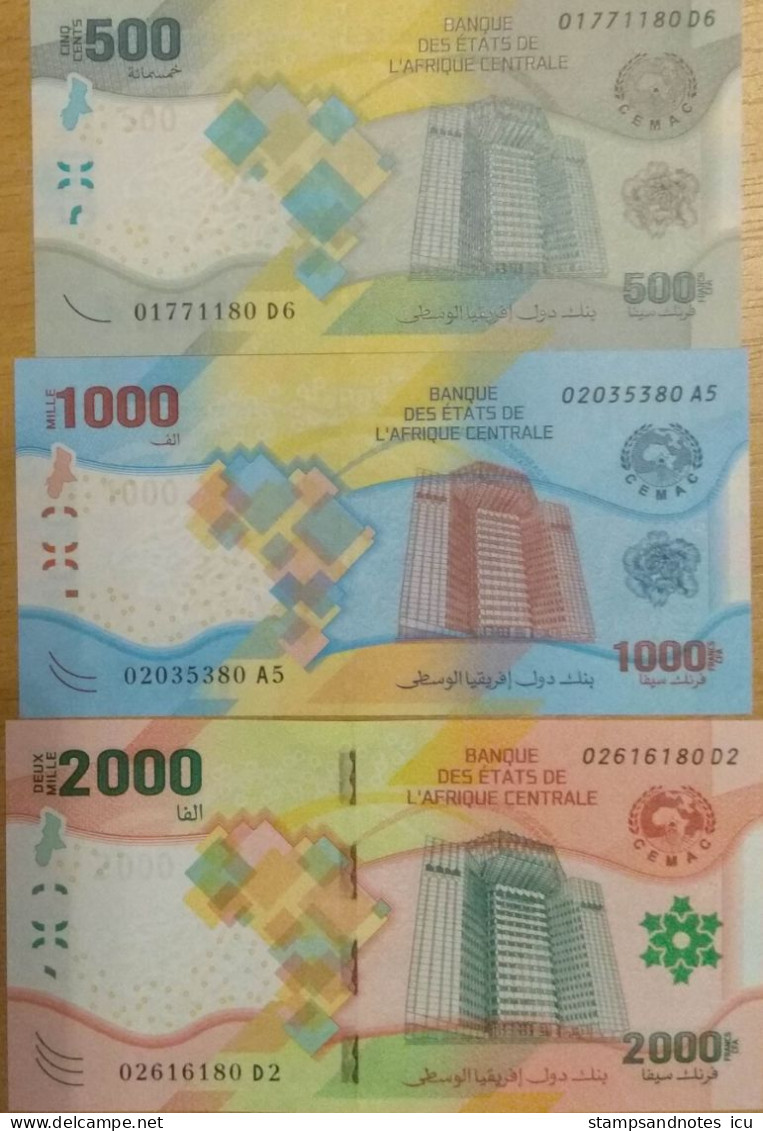 CENTRAL AFRICAN STATES 500 1000 2000 Francs 2020 (2022) P W700 - W702 UNC  Set,  Last 2 Matching Serial Digits - Zentralafrikanische Staaten